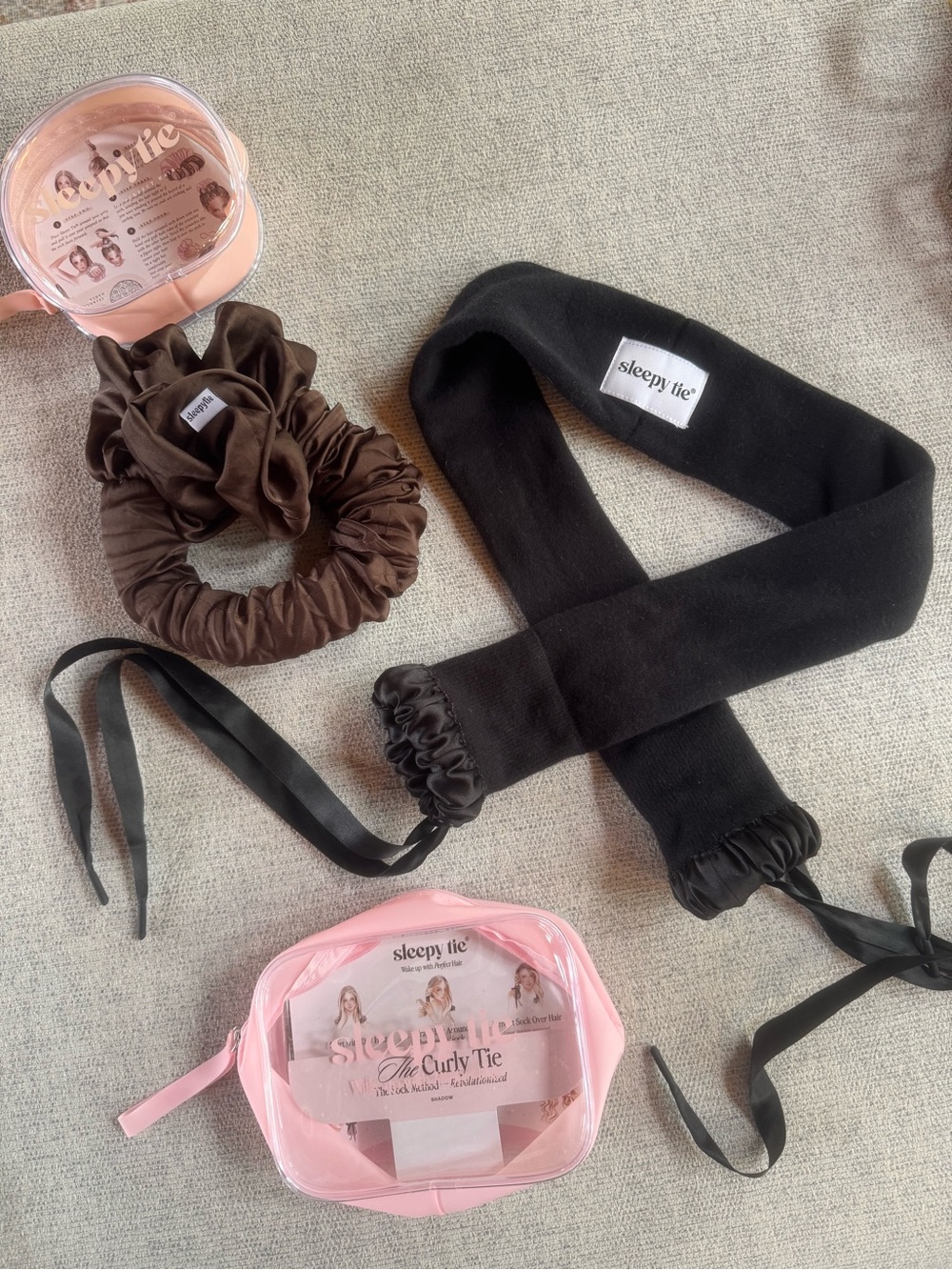 Sleepy Tie (M) + Curly Tie Bundle! Espresso & Black colors overnight curls